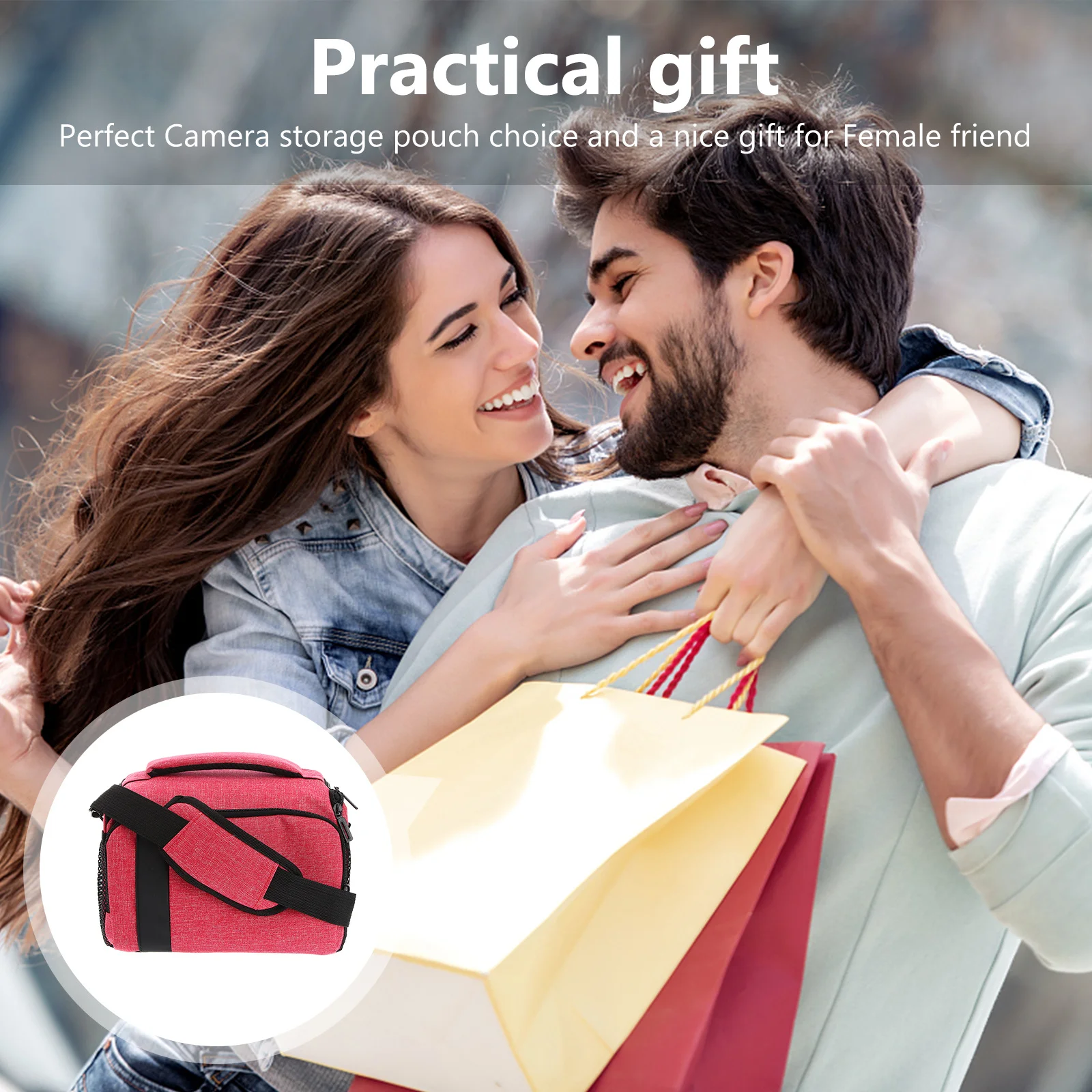 

Portable Canvas Camera Bag Pink Multifunctional Handbag Shoulder Bag Shock Absorption Digital Camera Storage Organizer