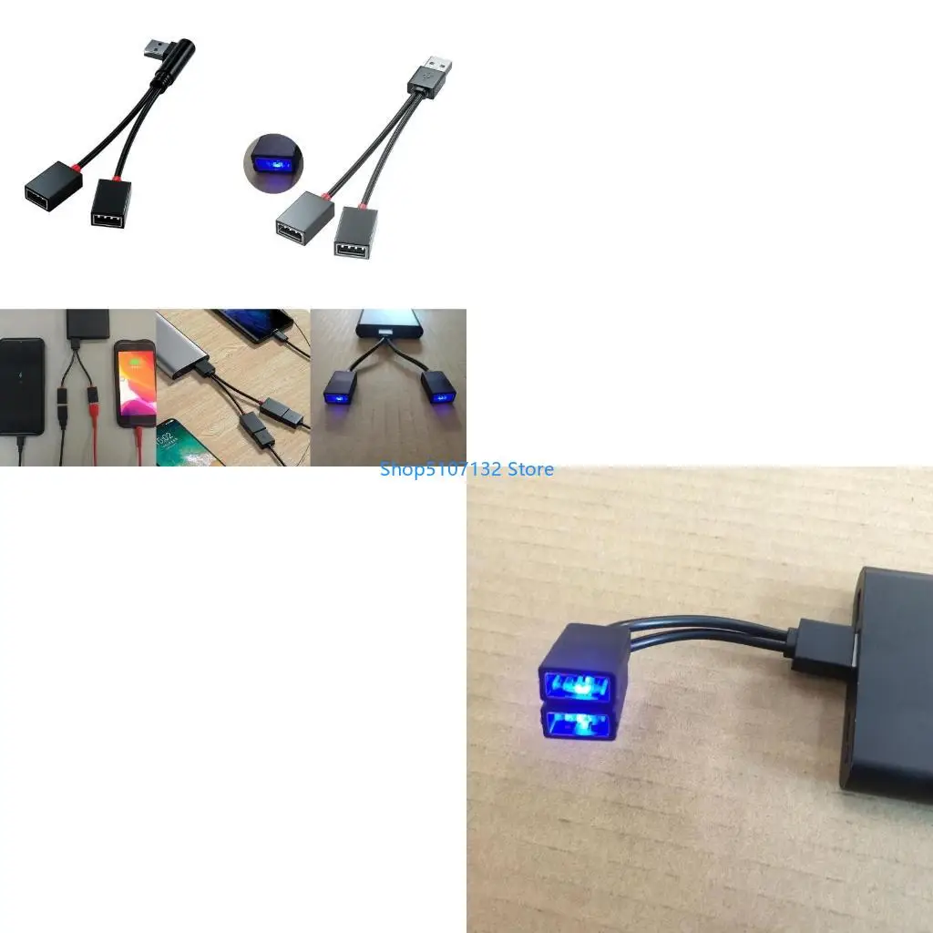 87HD 2-Port USB Hub Reliable USB Splitter Cord Charging Cable Power Supply Wire Line