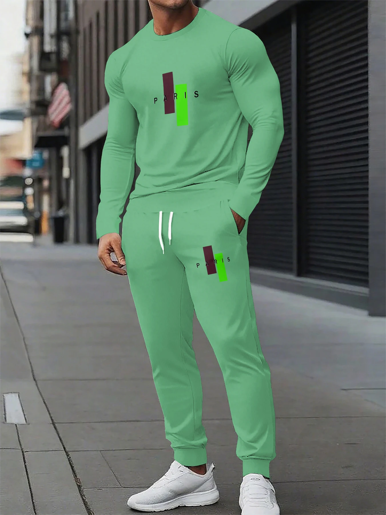 

Autumn and Winter Men Long Sleeved Sets PARIS Letter Print Men Long Sleeved Tracksuit Quick Drying Men Tracksuit Two-piece Set