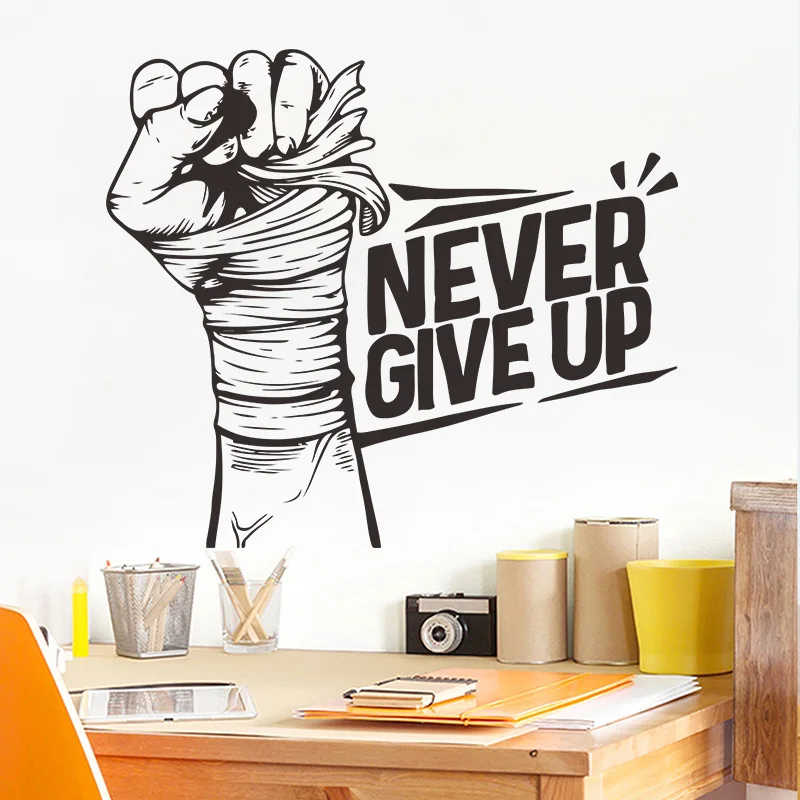 NEVER GIVE UP Inspirational Wall Sticker Bedroom Background For Home Decoration Kids Room Decor Wallpaper Creative Pattern