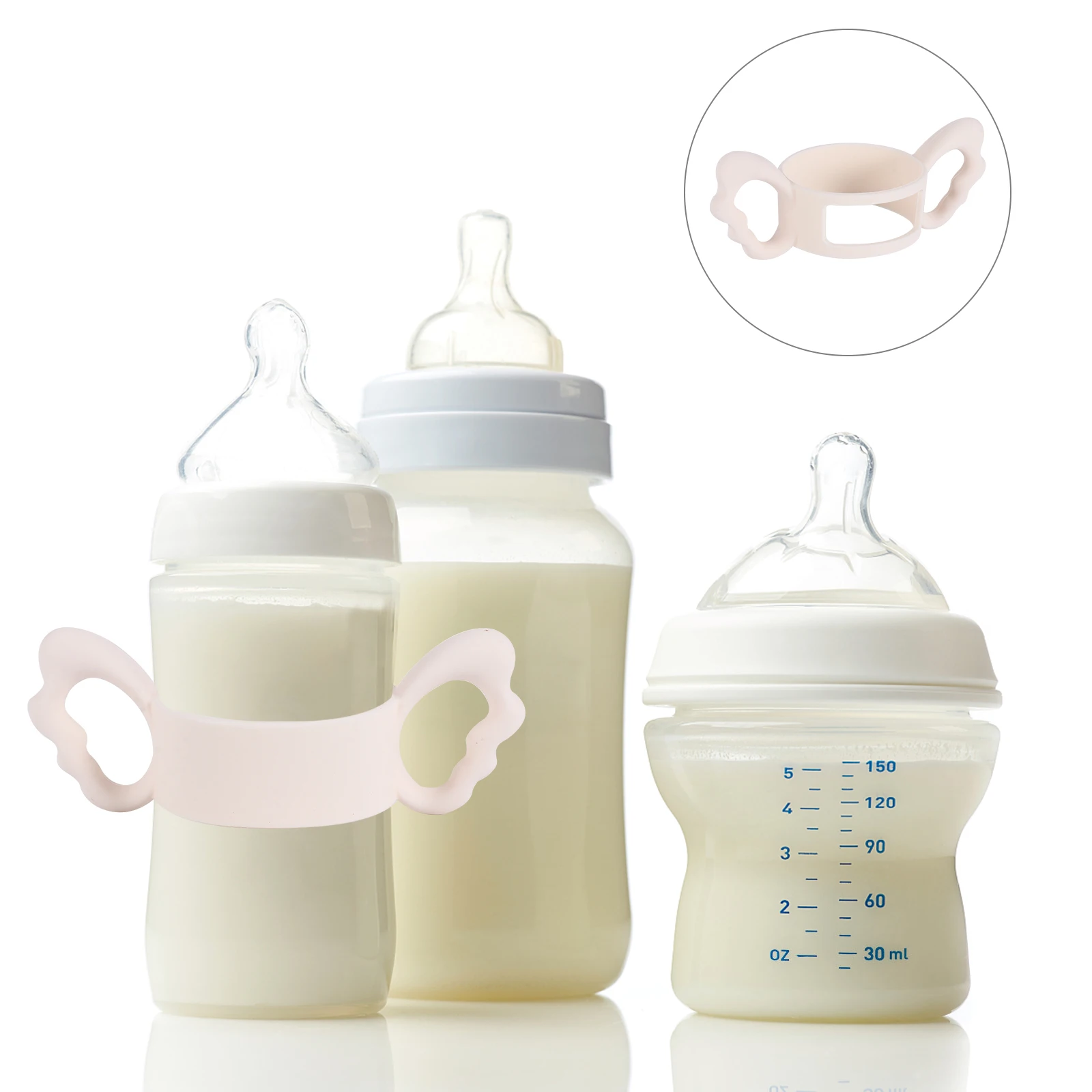 

Wide Baby Bottle Silicone Handle Breast-feeding Silica Gel Feeder Holder Handles