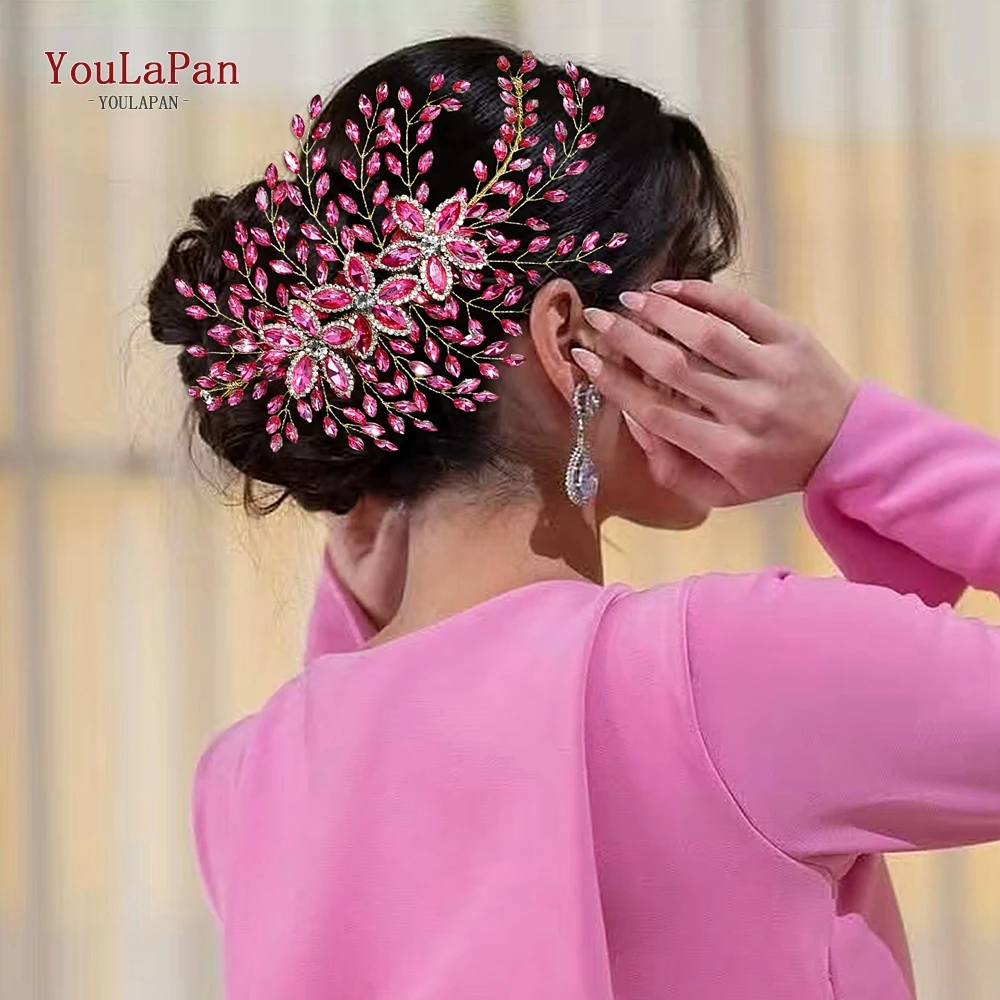 YouLaPan Bride Trendy Rhinestone Headband Wedding Tiara Shiny Ladies Hair Accessories Handmade Headpiece Holiday Gifts HP852