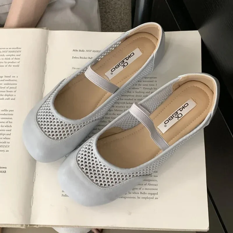 

Модные сетчатые дышащие туфли Мэри Джейн, женские балетки в стиле ретро с круглым носком на плоской подошве, удобная повседневная обувь на мягкой подошве, Sandalias Mujer