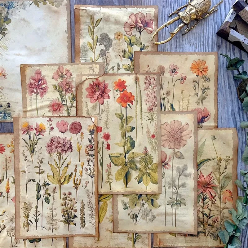 أوراق الصباغة اليدوية غير المرغوب فيها مجلة خمر كتالوج النبات الزخرفية وصمة عار الزهور المواد داخل الصفحة ورق خلفية