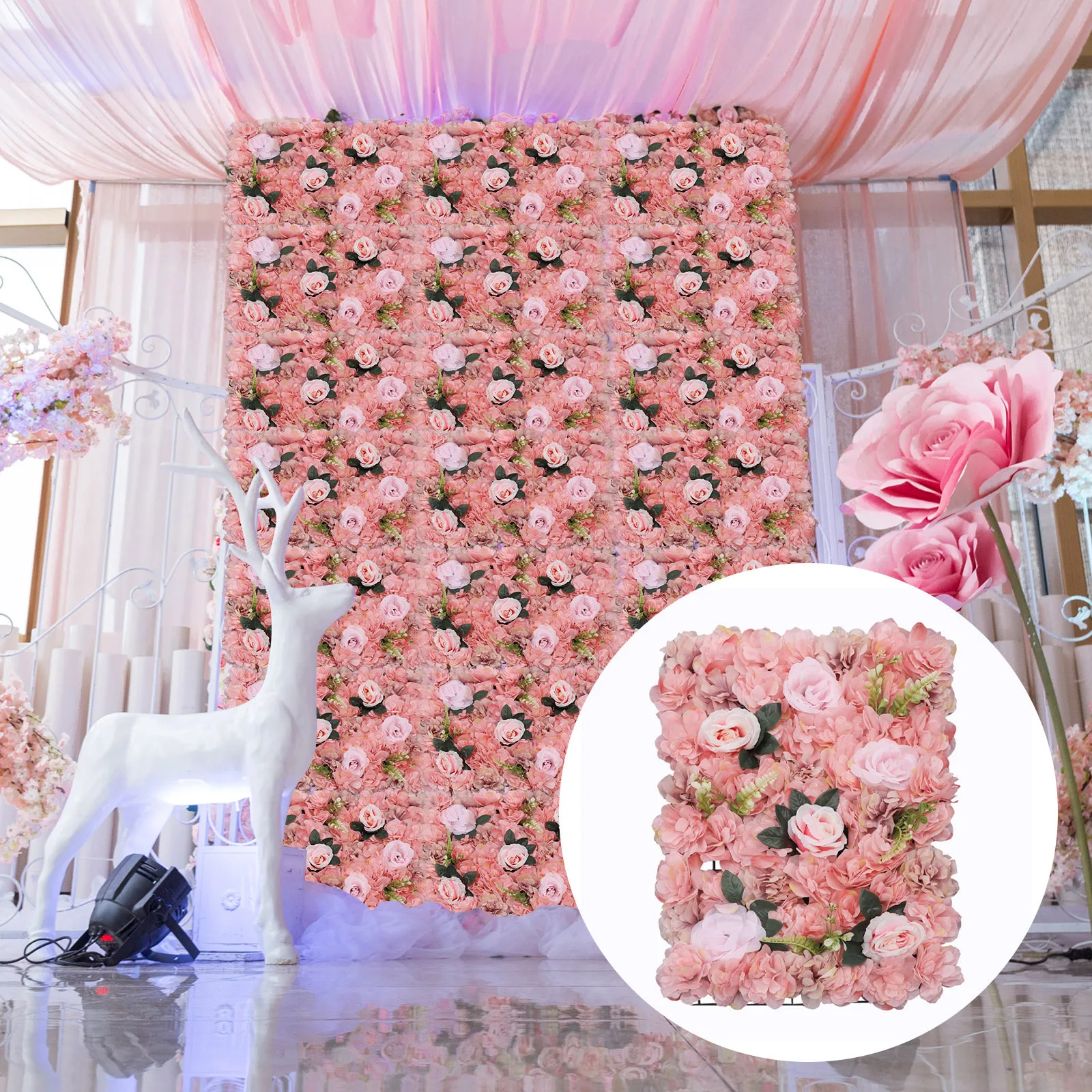 

12 PCS 3D Silk Flowers Wedding Arrangement DIY Floral Background Mat Flower Panels for Backdrop