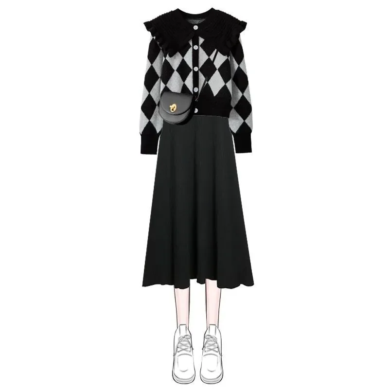 

Autumn Winter New Fashion Women's Clothing Knitted Sweater Knitted Dress Two Piece Set