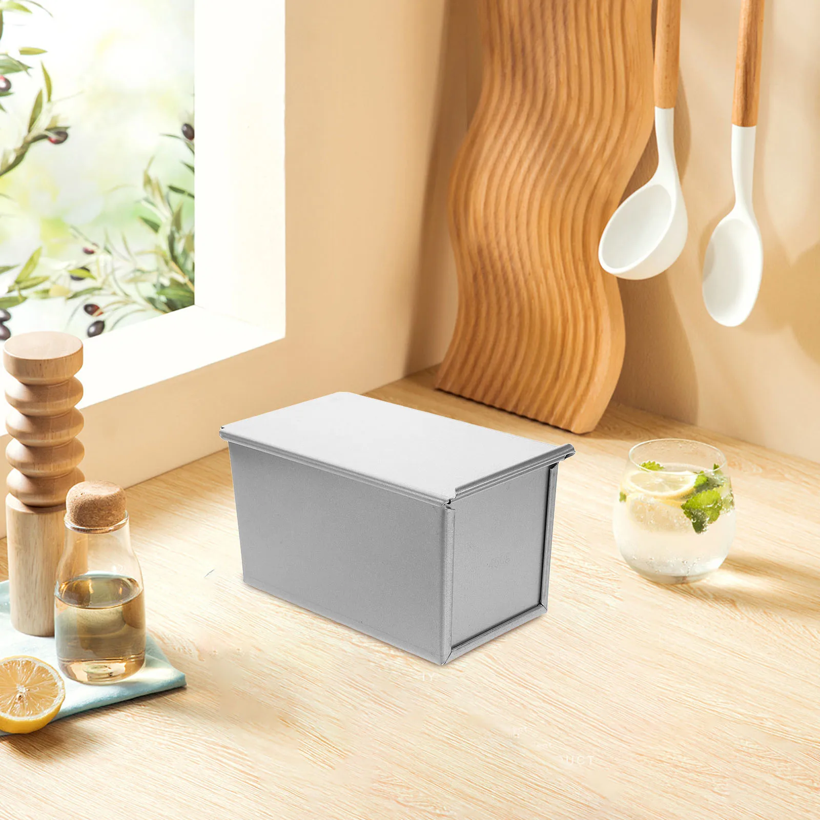 

Toast Box Mold Bread Tin Ripple Silver Aluminum Plating Baking Tray with Non-stick Surface