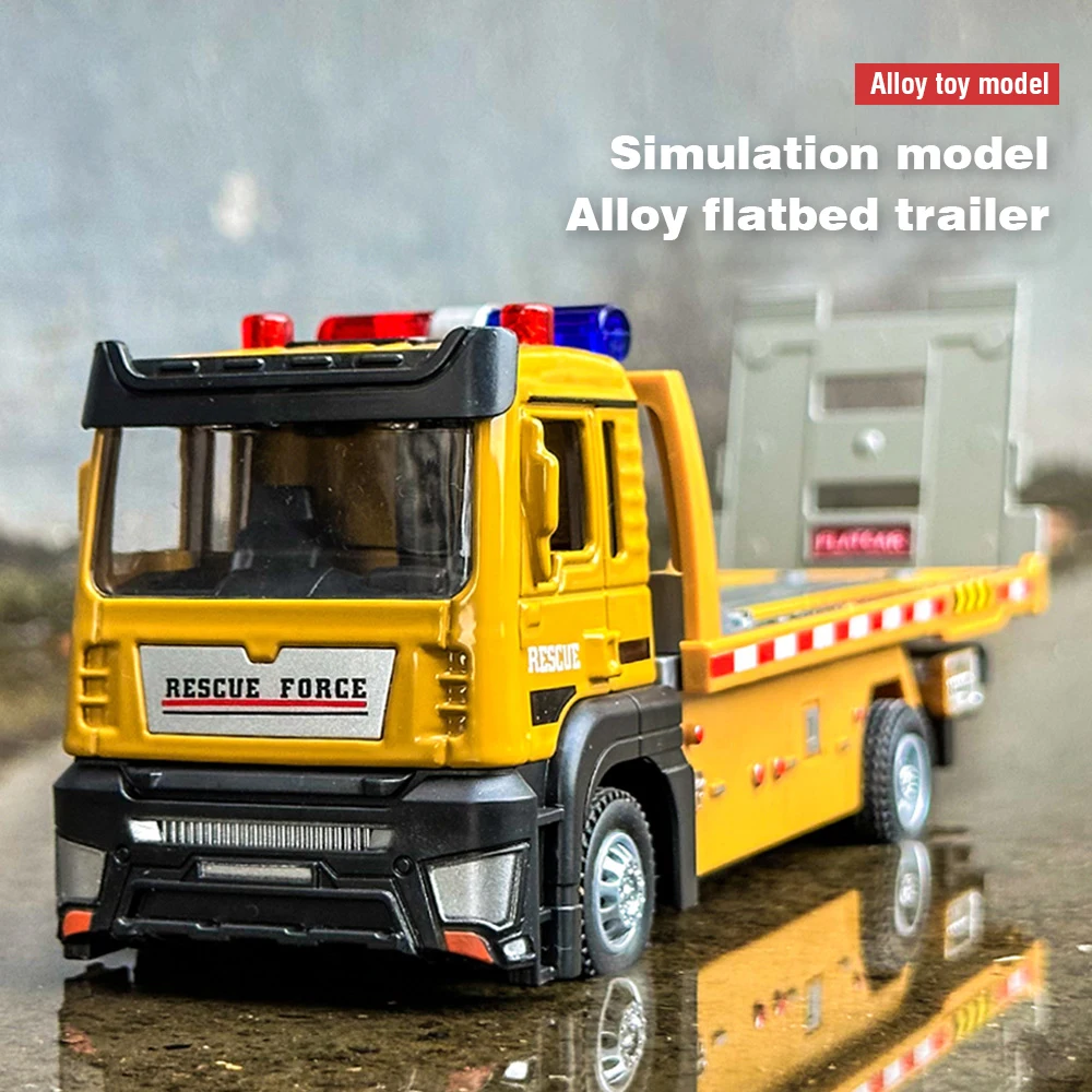 1/32 Scale Alloy Car Model Diecasts Tractor Truck Engineering Car Model Flatbed Trailer Toy Children Toys for Kids Collection