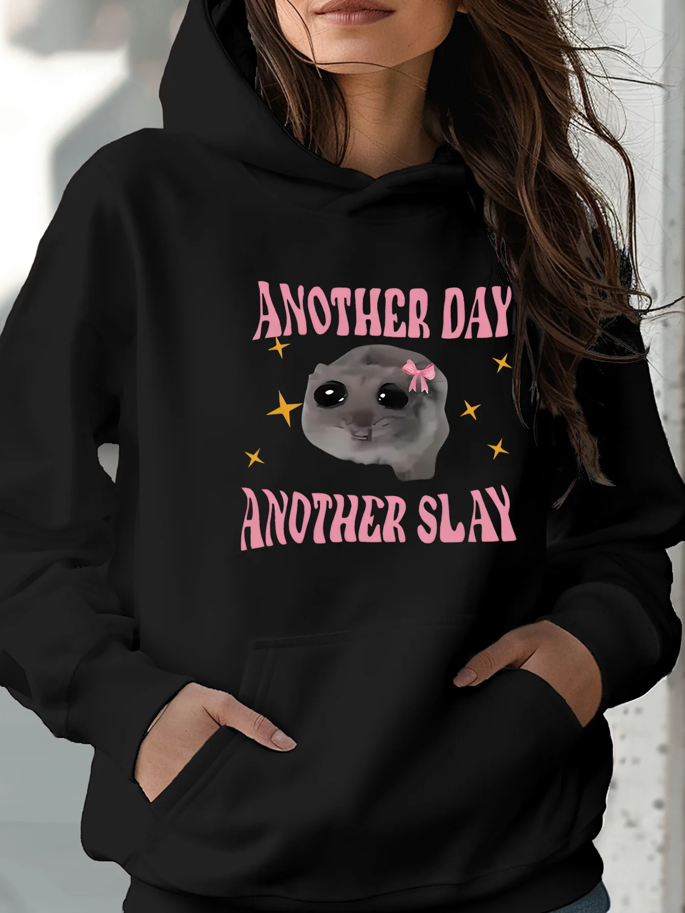 

Женская толстовка с капюшоном с принтом «Inny Day Another Slay», свитшот с длинными рукавами, пуловер, топ, уличная одежда, осенняя одежда