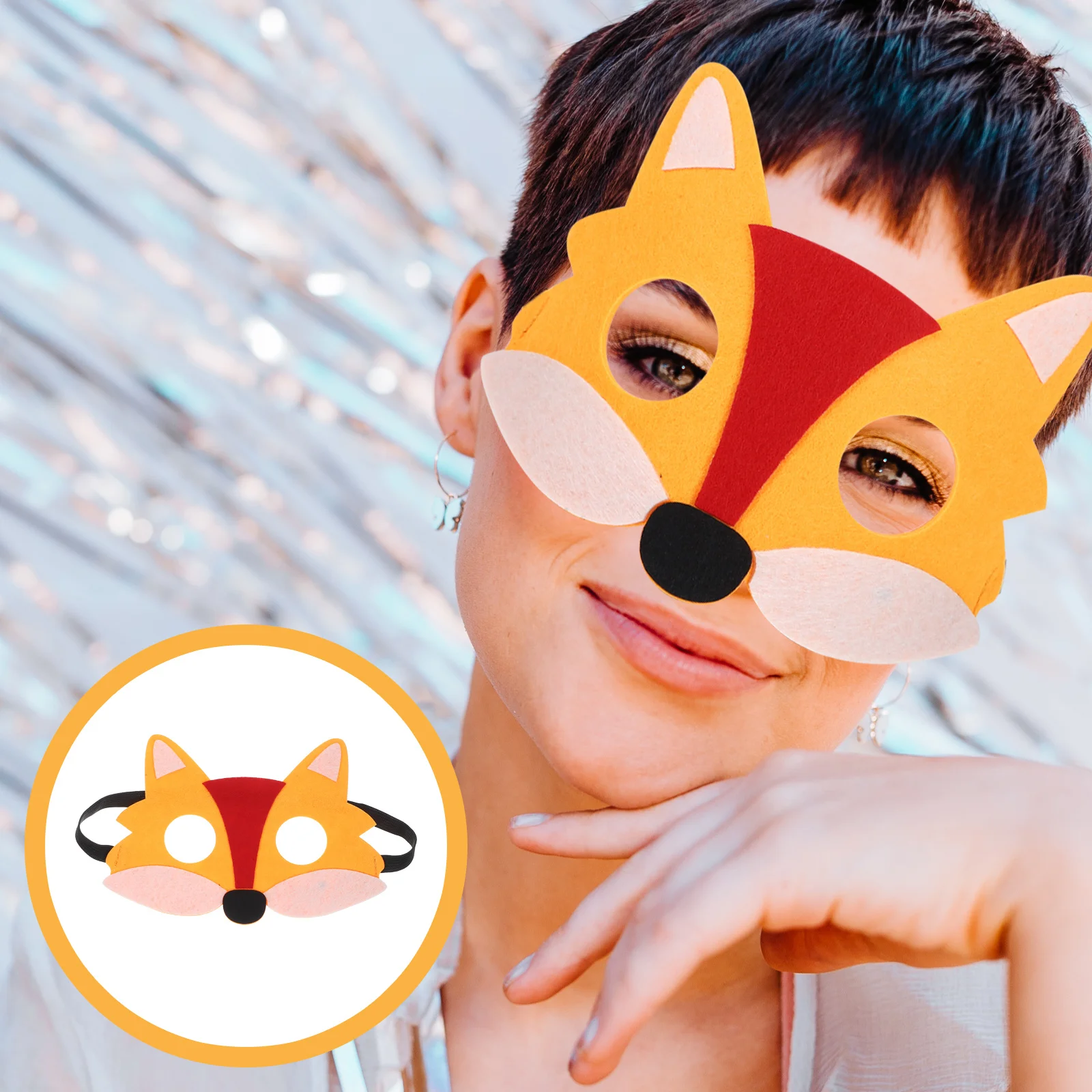 

6pcs Fox Felt Half Face Animal Cosplay Halloween Party Prop Costume Masquerade Decoration Mask Cosplay Animal Masks For Adults