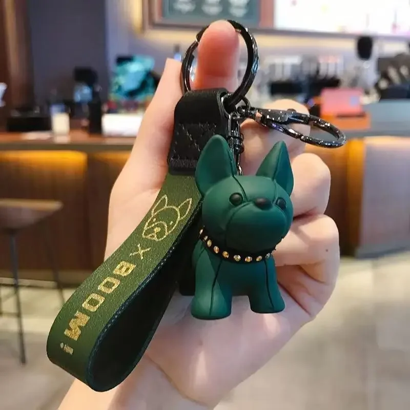 Cartoon fashion animal bulldog Bull dog figures model Trinket Key Chain PVC Doll Key ring KeyChain bag Pendant ornament gift