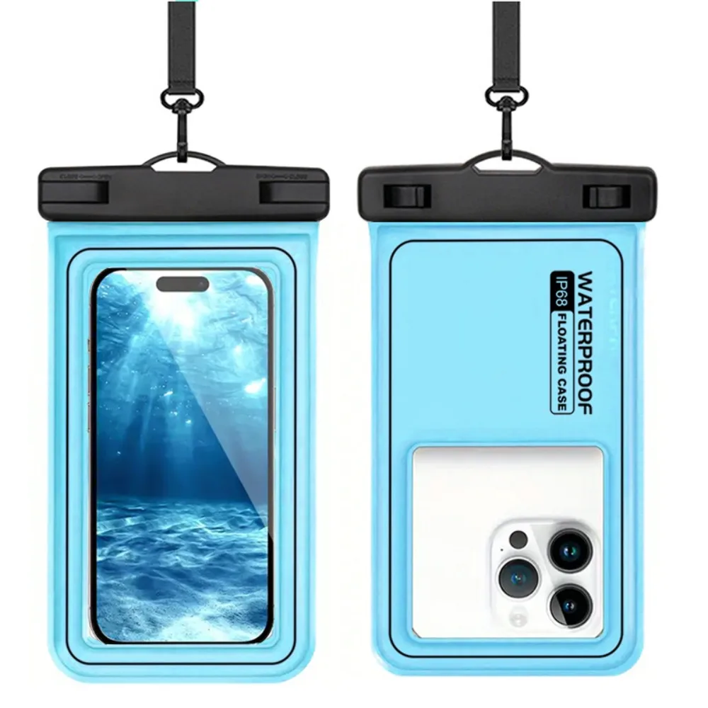 Bubble Float wasserdichte Handyhülle mit abnehmbarem Riemen, Touchscreen, Crossbody-Schwimm-Aufbewahrungstasche, ultradünn, universell