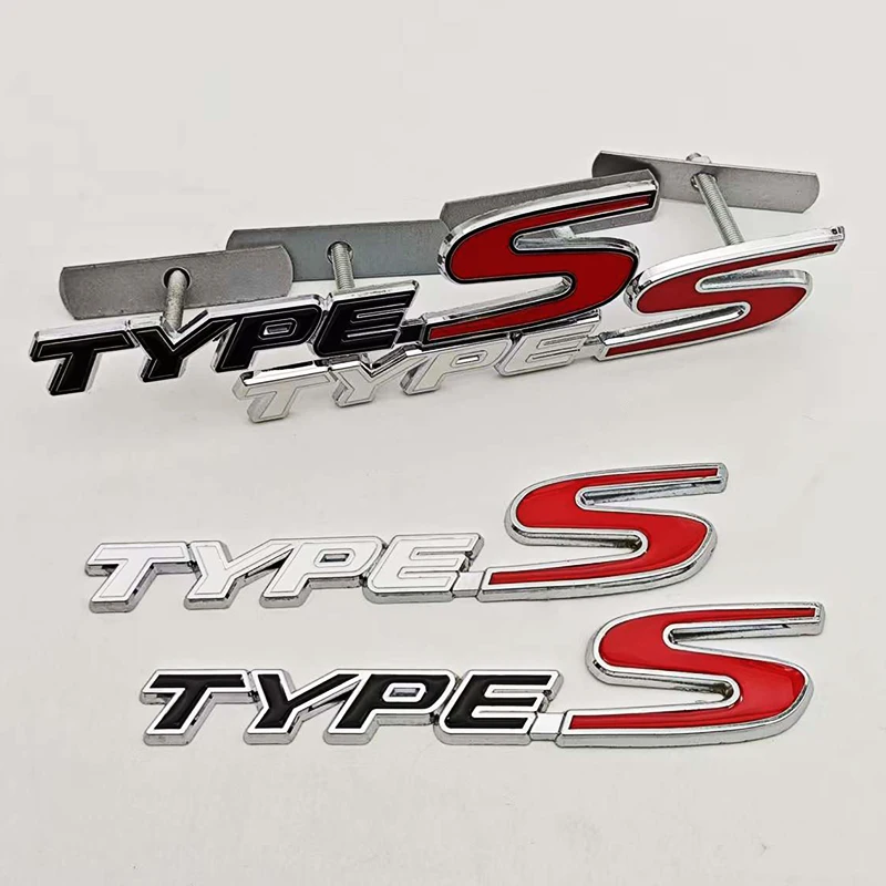 Emblema de Carro em Metal 3D Tipo S para Grade Frontal, Adesivo para Porta-Malas Traseiro para Honda Civic, Acessórios para CRV, HRV, Accord e Fit