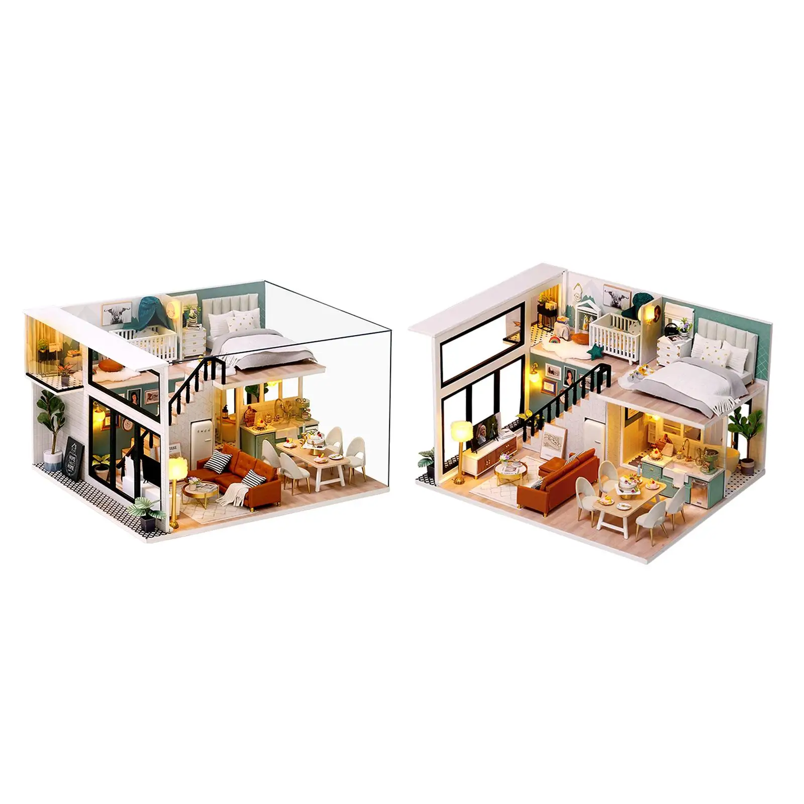 Kit de maison de poupée Miniature DIY, maison Sacle 1:12 avec meubles et LED, Kit de maison de poupée en bois, anniversaire pour femmes et filles
