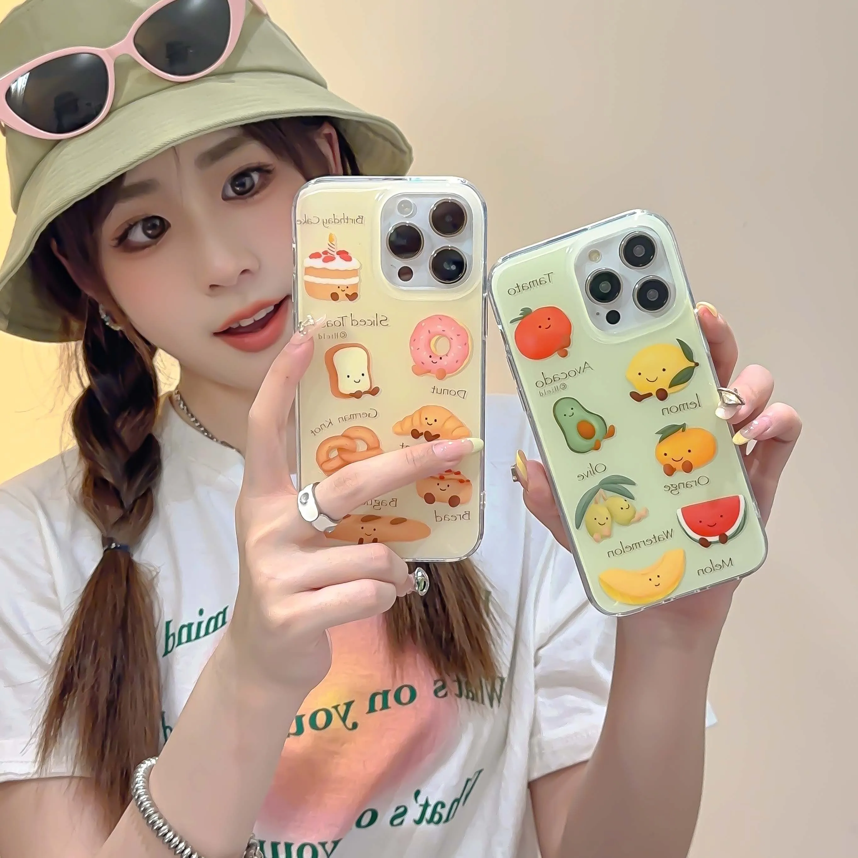 Ins fruit family bread avocado tomato toast cake imd phone case for iphone 11 13 promax 15 14 12 pro max back cover