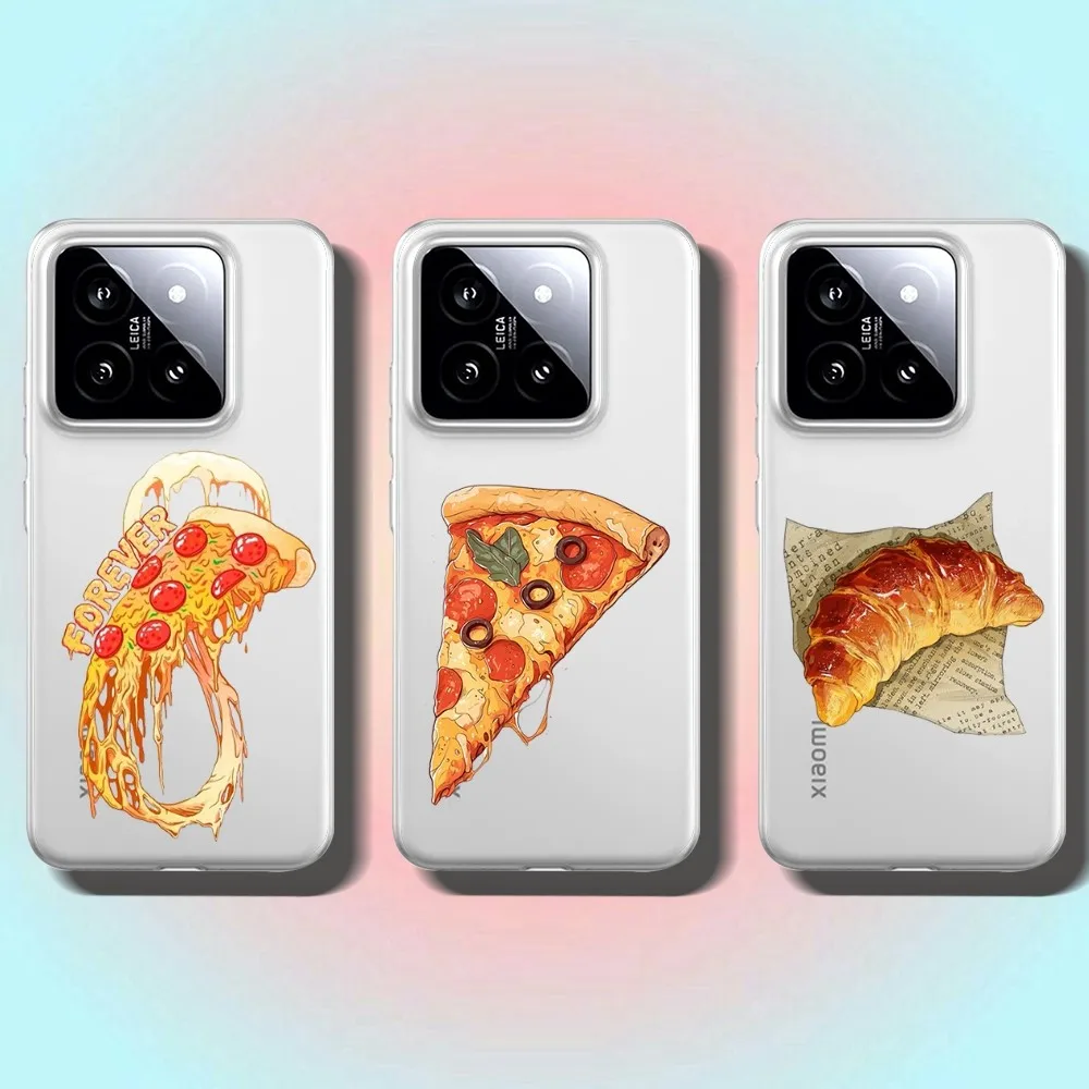 

Delicious Pizza Lce Phone Case For Xiaomi 11 Redmi Note 11 5G 8T 9A 9 10T Note8Pro Note9 12SUltra Transparent Case