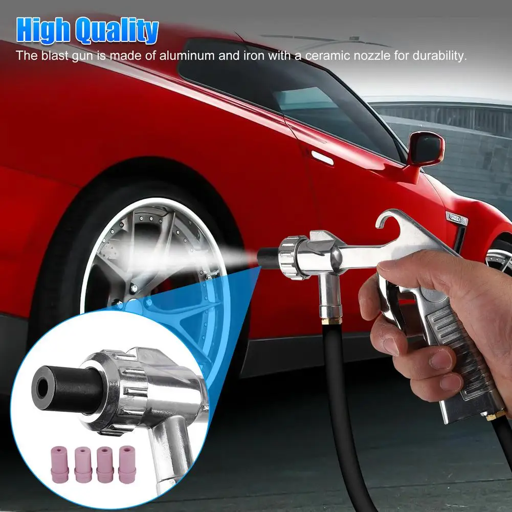 1 Set Air Sandblasting Gun Kit With Siphon Feed Nozzles Multipurpose Pipe Sand Blaster For Car Surface Polishing Tool