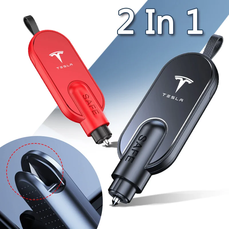 مطرقة سلامة السيارة كسّارة زجاج النافذة أداة الهروب في حالات الطوارئ (نافذة مكسورة + وظيفة قطع حزام الأمان) لطراز Tesla Y 3 X #2