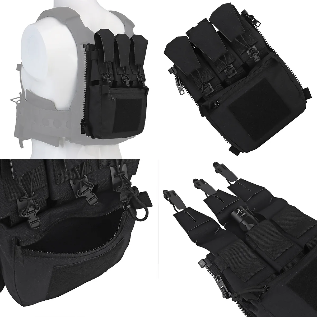 Tactical Multi purpose Bag Tactical Vest for FRO Style V5 Vest Back Panel Double Pouch Zip On Backpack Hunting Hiking