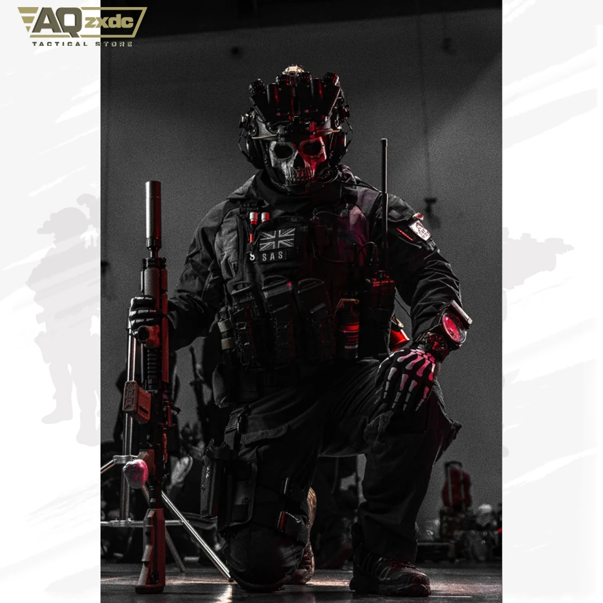 Casco airsoft Call of Duty Ghost con NVG y máscara facial completa