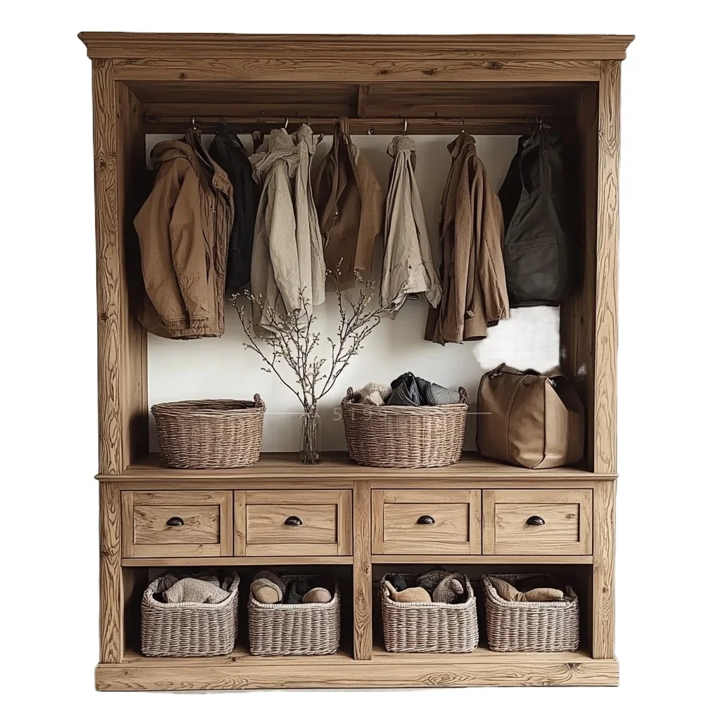 

Solid wood wardrobe household small apartment bedroom locker simple modern storage wardrobe