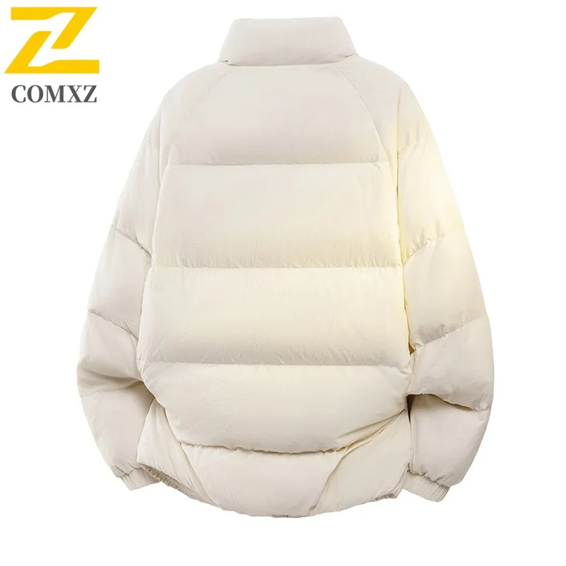 COMXZ Luxury Mens Down Jacket Stand Collar Snow Skiing Thickened Warm Parka Street Style Lightweight Winter Zipper Outerwear