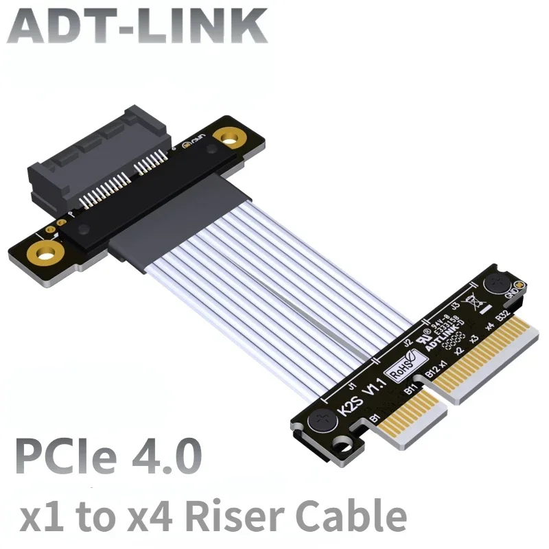 

ADT-Link PCI Express 4.0 x4 to x1 Extension Riser Jumper Cable PCIe x1 x4 Capture Card RAID SSD LAN USB Card Gen 4.0 GPU Adapter