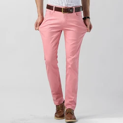 Jean Slim de Style Classique en Denim pour Homme, Coupe Droite, Rose, Rouge, Jaune, à la Mode, pour Affaires, Marque FjMale