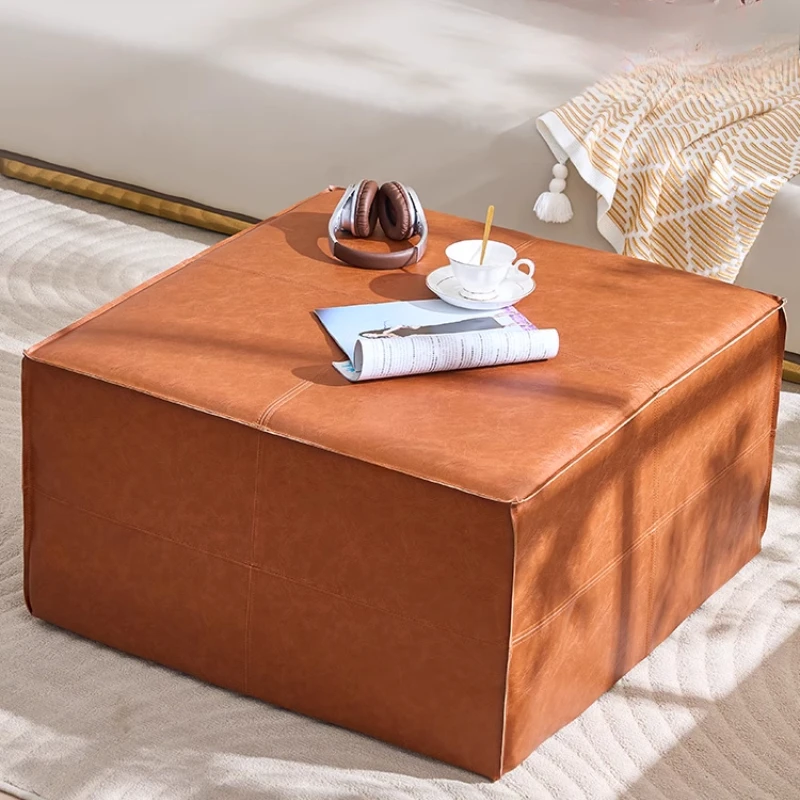 Home Living Room Pu Leather Cushion Creative Futon Seat Cover Household Idle Clothes Storage Footstool Tatami Mat Seat Cushion