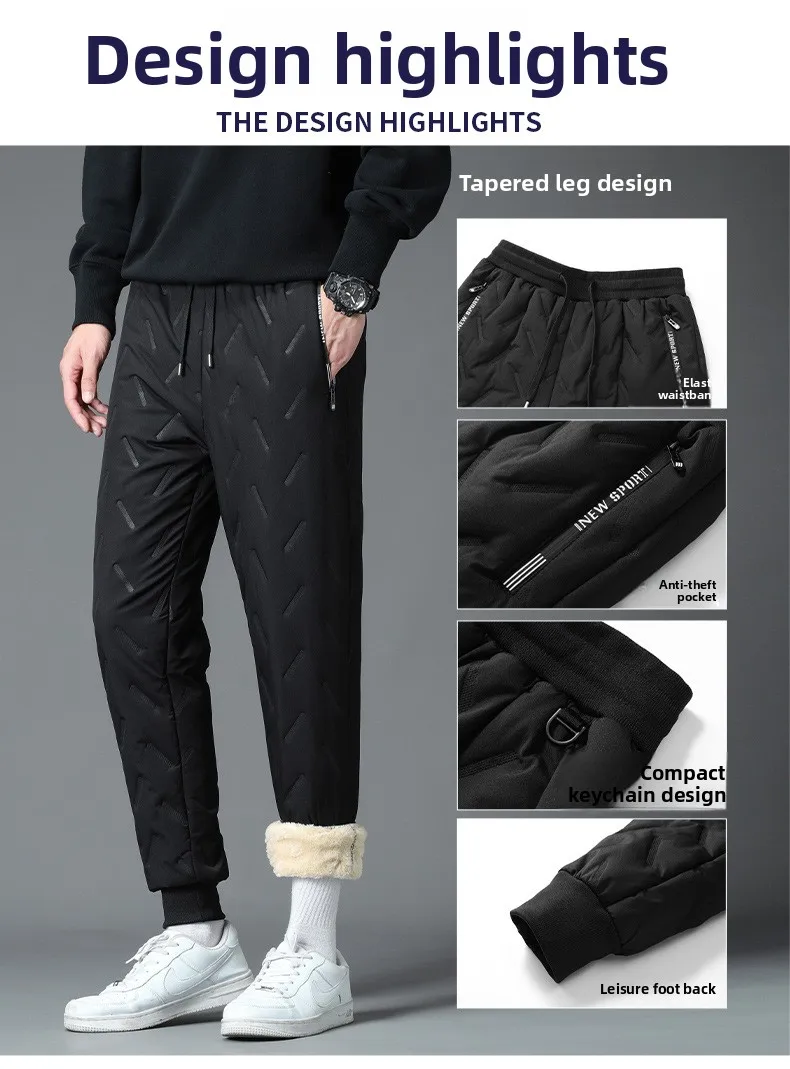 Luxus Marke männer Hosen Warme Plus Samt Verdickt Sport Winddicht Casual Hosen Große Größe Jogginghose Baggy – Detail 9
