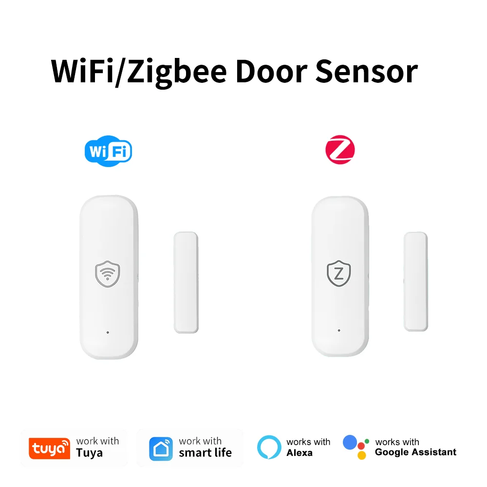 Tuya WiFi or Zigbee Door/Window Sensor Smart Home Open/Closed Alarm Security System Smart Life Remote Monitoring