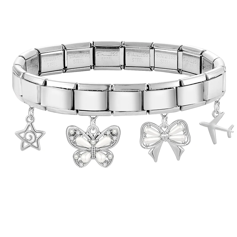 نجمة الكرز ذيل السمكة القمر القط باو قنديل البحر قلادة الإيطالية سحر ربط الفولاذ المقاوم للصدأ صالح 9 مللي متر سوار المرأة DIY بها بنفسك صنع المجوهرات