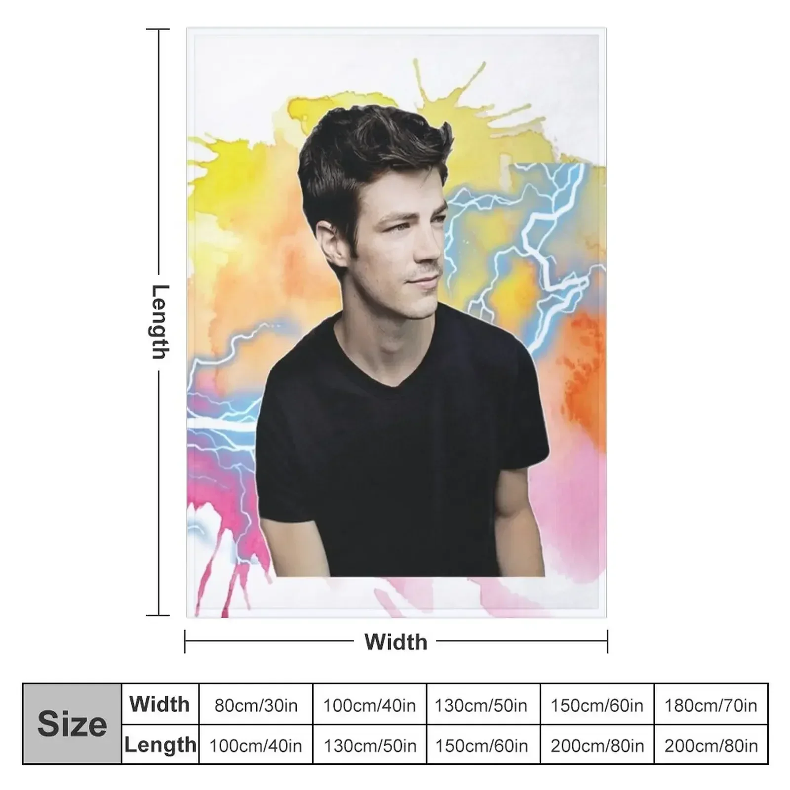 Grant Gustin Watercolour Throw Blanket Luxury Designer Personalized Gift Plaid Blankets