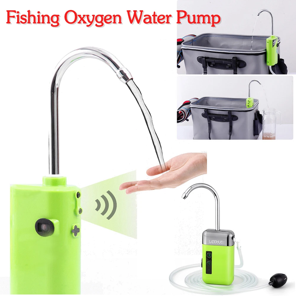 Outdoor Fishing Air Pump 3 In 1 Multi-Function Water Oxygen Pump with Sensor LED Lighting USB Rechargeable O2 Pump for Fish Tank