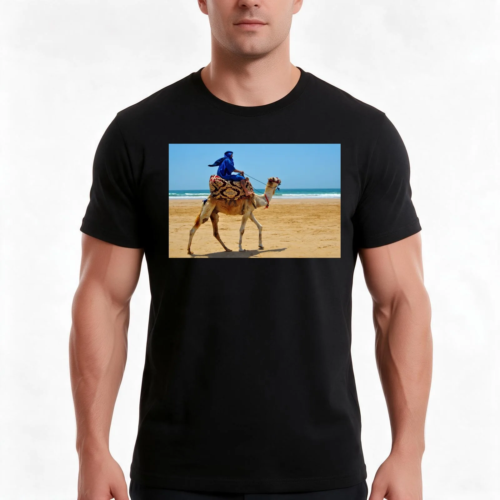 berber on camel T-Shirt, Summer Casual Cotton Tee, Oversized Streetwear Tops, Vintage Graphic Print, Loose Fit Short Sleeve