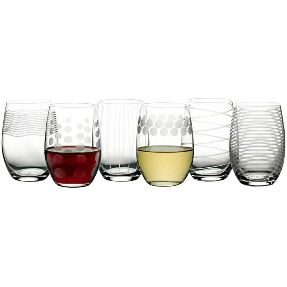 

s StemlEtched Wine Glasses, ine European Lead-ree Crystal, 17-Ounces or Red or White Wine - Set o 6