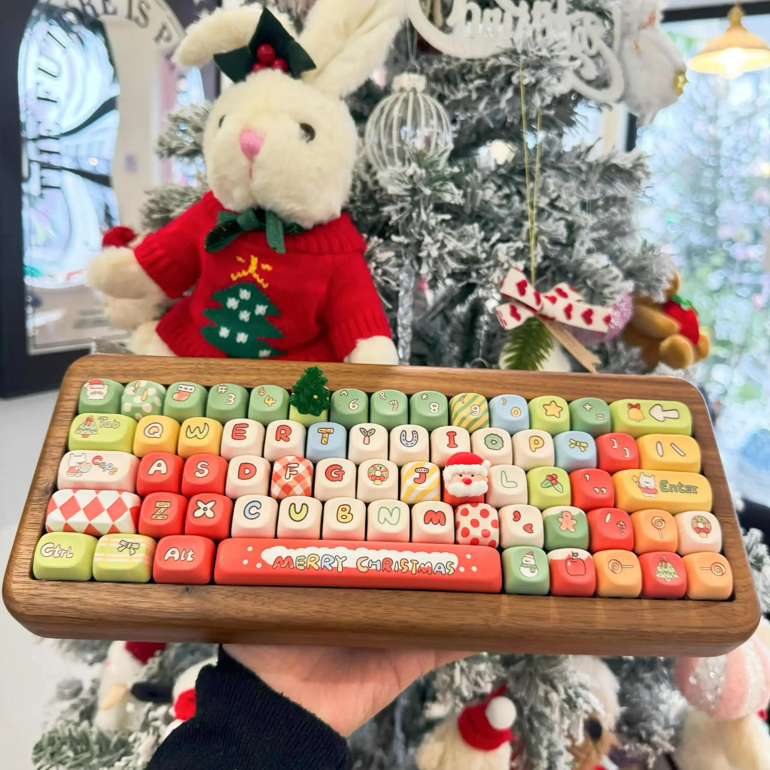 Original Christmas Theme Keycaps 130 คีย์ XOA Cherry Profiled น่ารัก Keycaps ชุด MX Switch Gaming คีย์บอร์ด Keycaps ของขวัญ