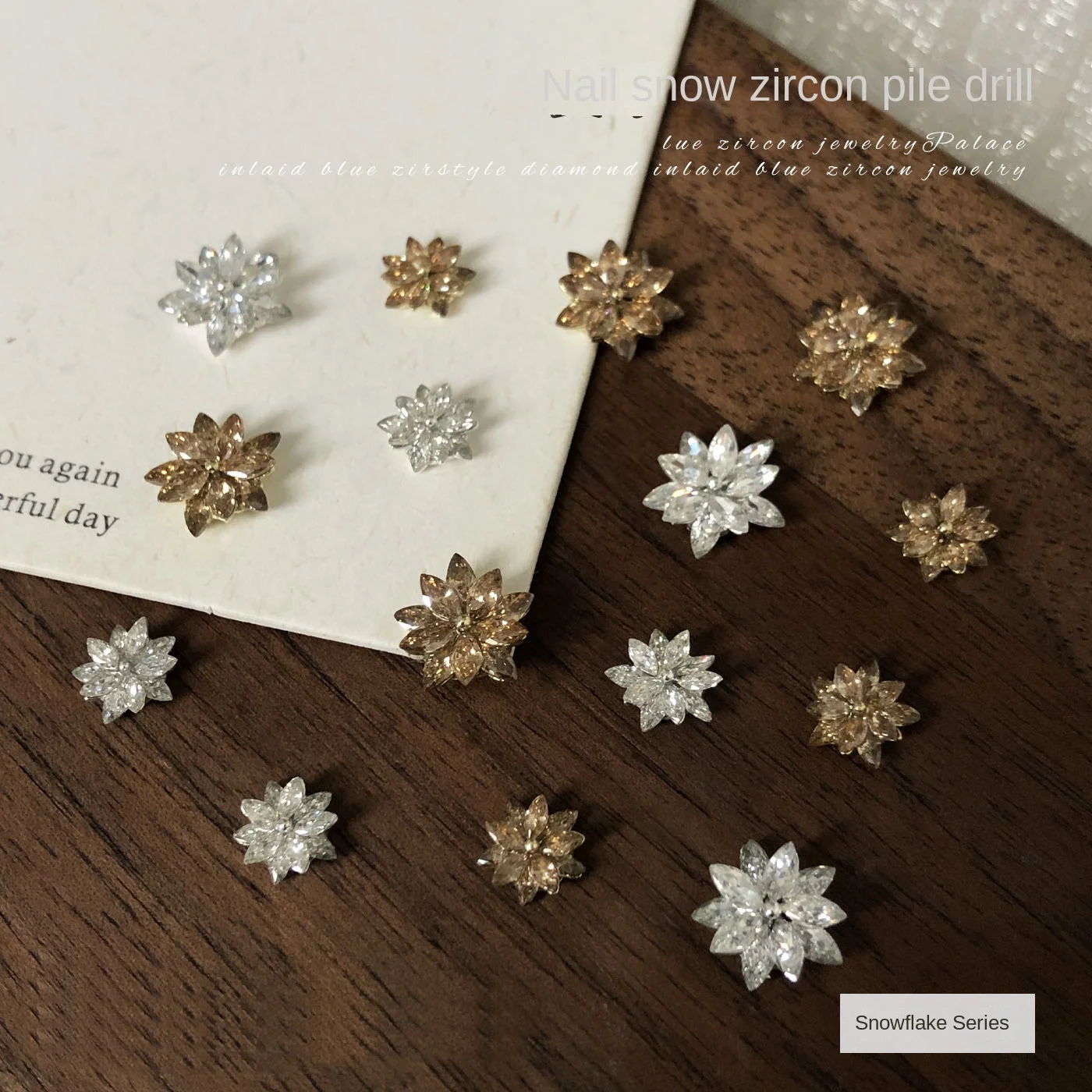 3PCS Natale Fiocco di neve Zircone Nail Art Strass 3D Doppio strato di cristallo lucido Decorazioni per unghie Oro/Argento) Per manicure