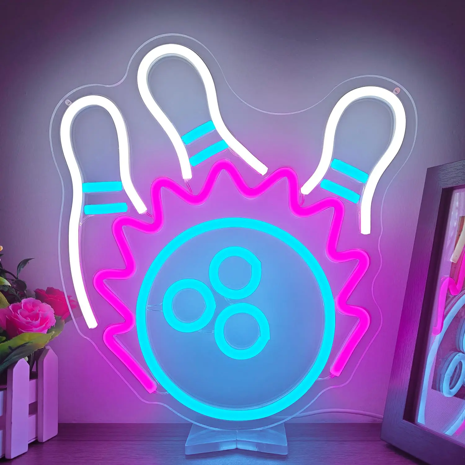 

Bowling Neon Sign for Wall Decor Dimmable Light Bowling LED Sign for Bowling Club Game Room Illuminated Sign for Bowling Room