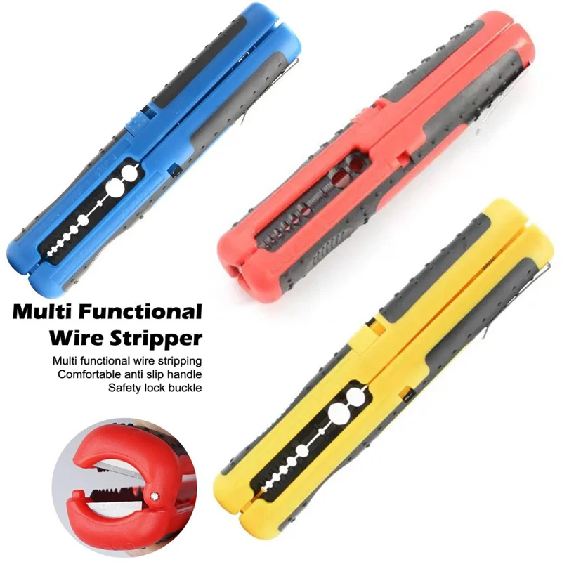 

Red/Blue/Yellow Hardware Tool Multifunctional Cable Wire Stripper Cutter Pliers HandTool Portable Anti-skid Handle Strip PenClip