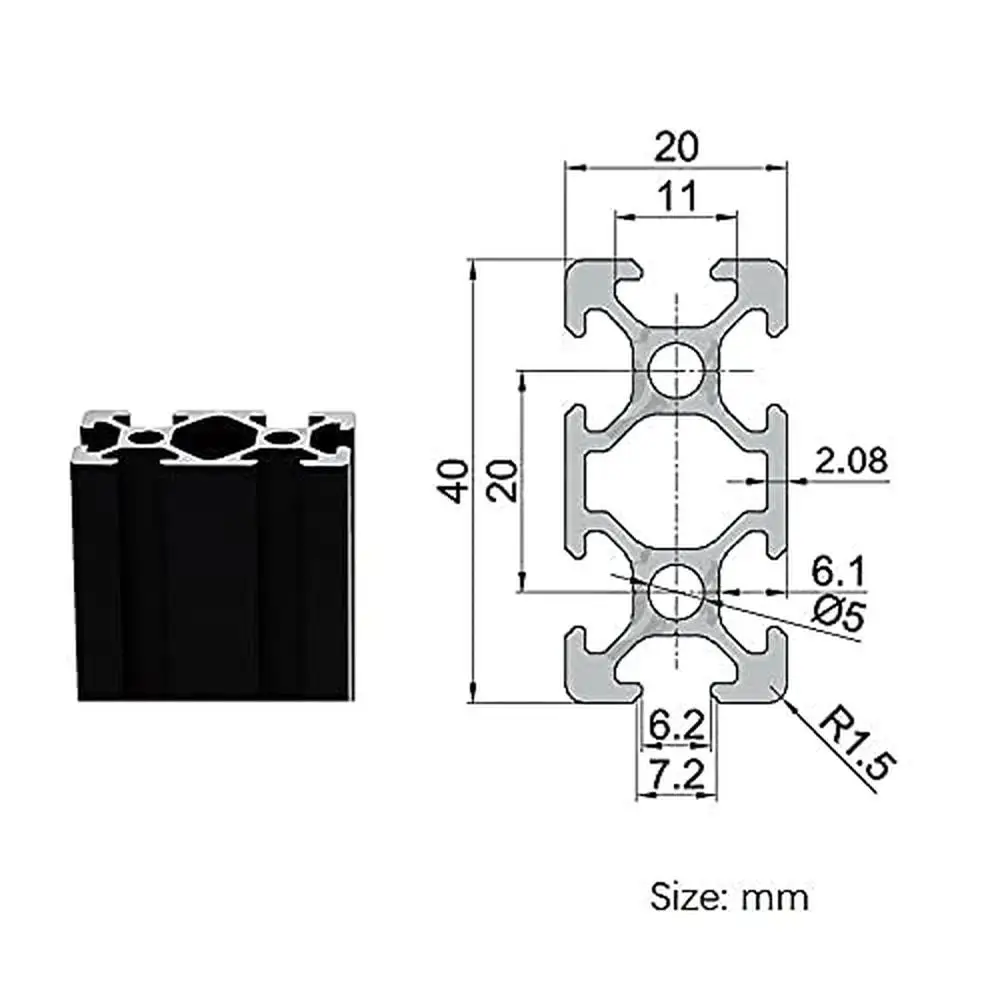 Aluminum Extrusion Profile 2 Pack 20 x 40mm 39.37