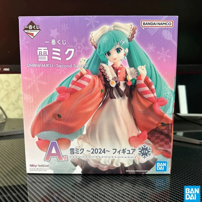 Bandai Genuine Hatsune Miku Second Season 2024 Ichiban Kuji Snow Miku Figure Anime Model Doll Collectible Toys Cute Xmas Gift