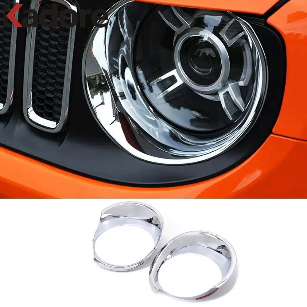 For Jeep Renegade 2014 2015 2016 2017 2018 2019 Chrome Headlight Front Lights Lamp Cover Headlamp Trim Frame Car-styling Sticker