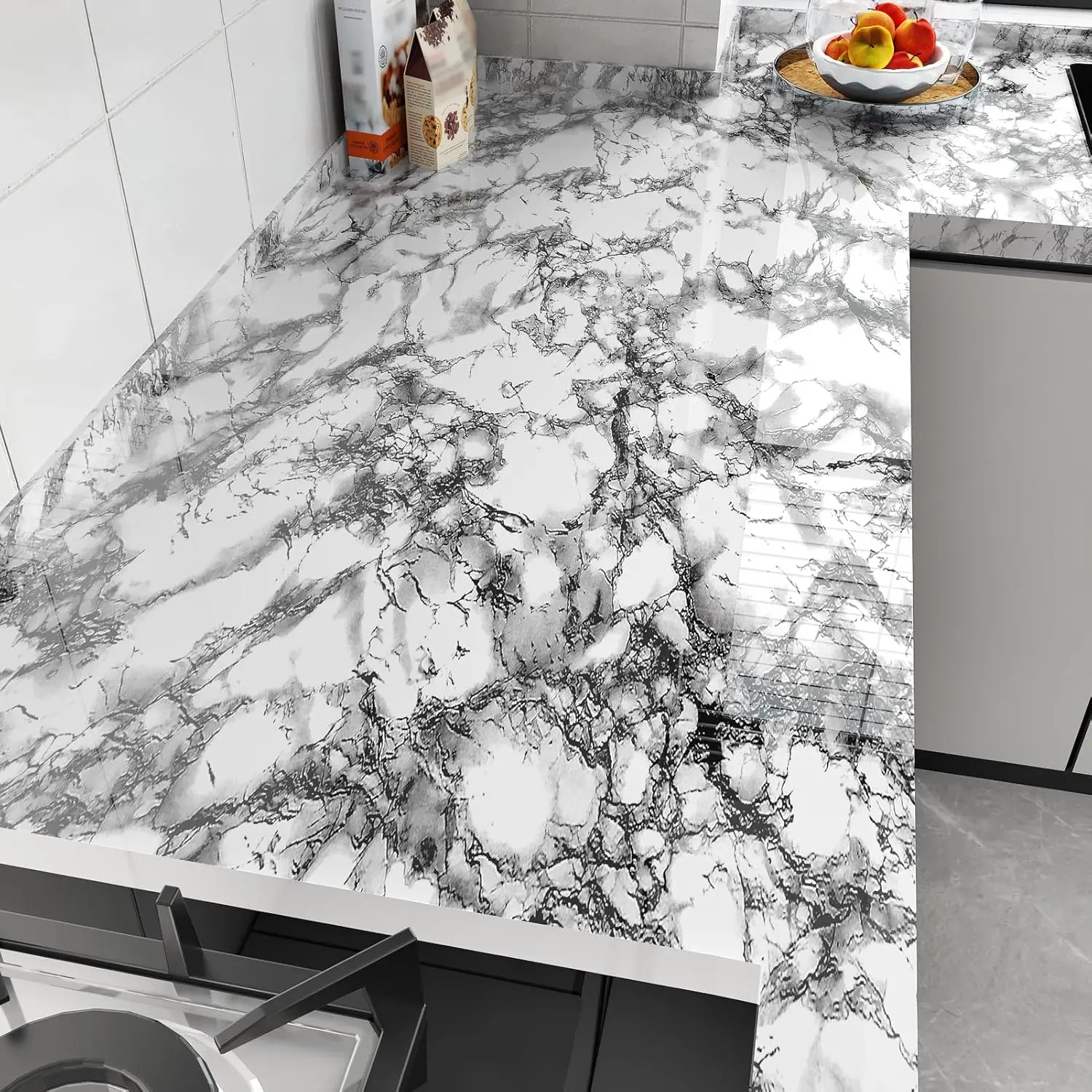 5M X 55CM Marble Self Adhesive Wallpaper Waterproof Oil Proof Kitchen Stickers Thermostability Decorative Film Home Decor