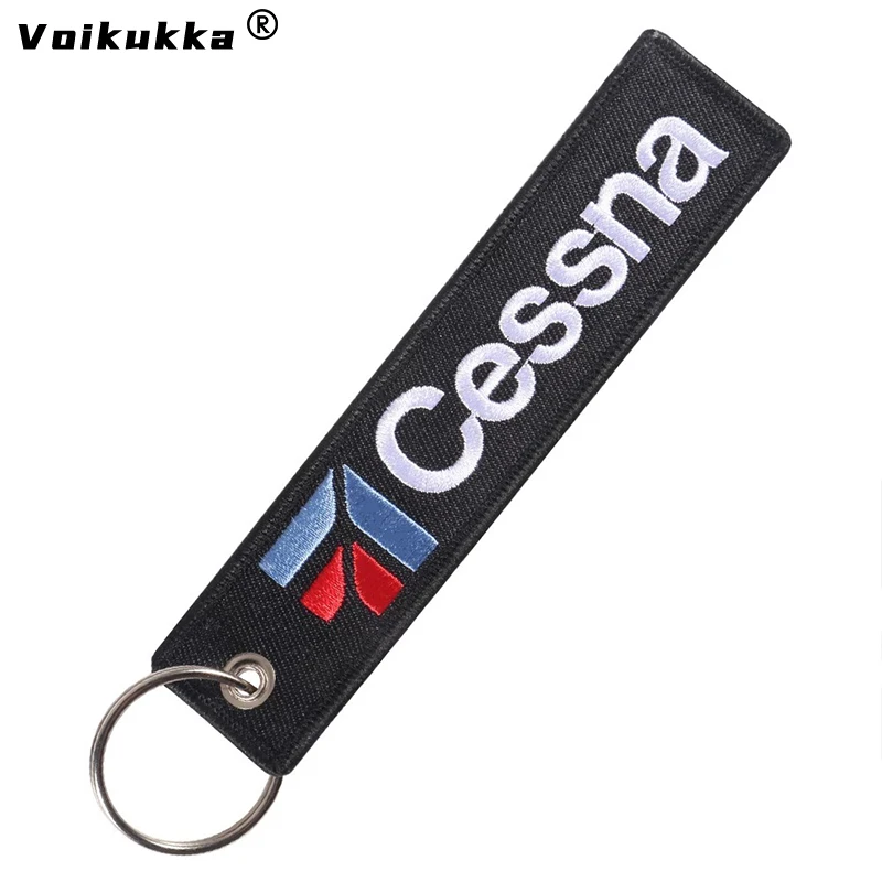 Voikukka Jewelry 1PC 2PCS 3PCS 3 Packs Cessna Letters Boths Embroidery Patterns Keychain Motorcycle Key Gifts Accessories