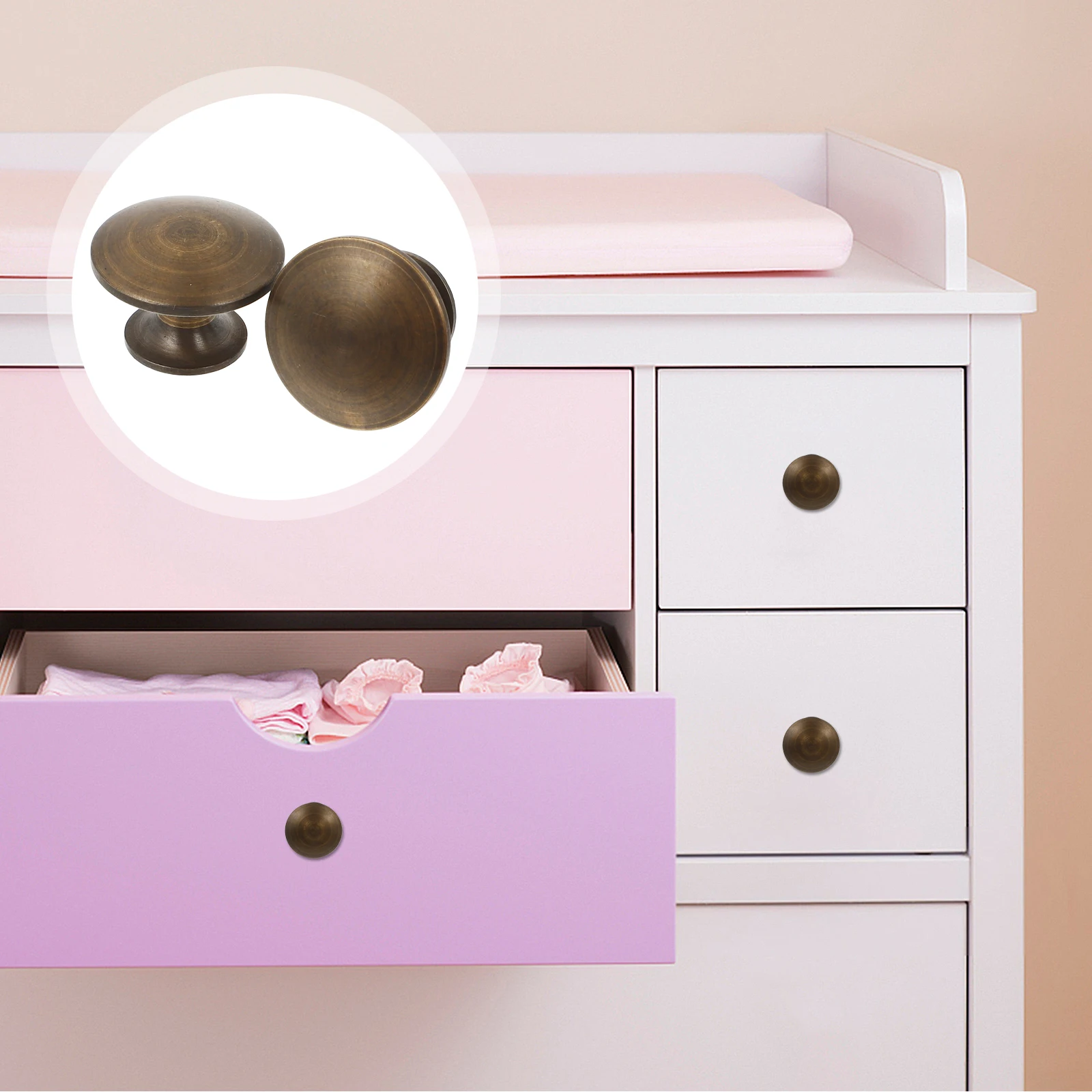 

4pcs Vintage Drawer Pulls Retro Cabinet Handles Brass Round Door Knobs Durable Wardrobe Handle For Modern European niture