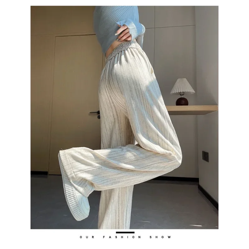 Nouveau Tie-dye diamant velours rétro paresseux drapé ample taille haute décontracté droit jambe large pantalon de sol