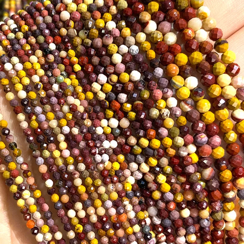 Natural Gem Faceted Mookaite Stone 2 3 4MM Small Loose Spacer Beads For Jewelry Making DIY Bracelet Earrings Accessories 15''