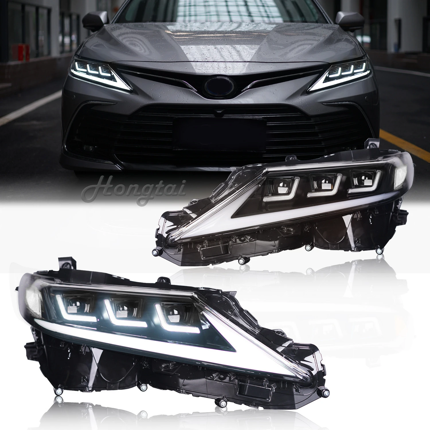 For 2018 2019 2020 2021 2022 Toyota eight generation Camry headlight assembly modified day running light water steering LED lens