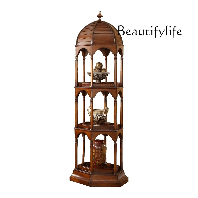 American-Style Solid Wood Shelf Creative Bird Cage Floor Display Shelf Storage Shelf European-Style Solid Wood Bookshelf